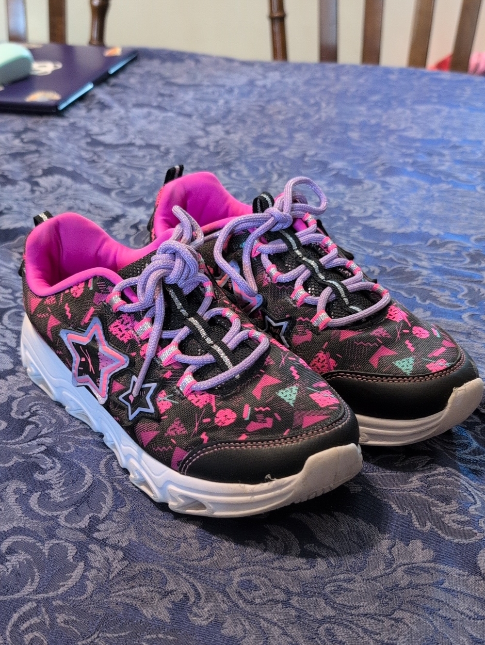 Athletic Works Black Sneakers with Pink and Purple Accents